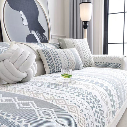 Sofa Cover Modern Geometric Green Breathable Soft for Living Room