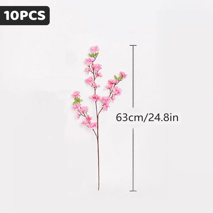 10PCS Artificial Peach Blossom Branches Realistic Pink Flower for Wedding Party