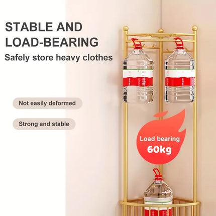 Corner Coat Rack Floor Standing Living Room Clothes Bag Storage Household Shelf