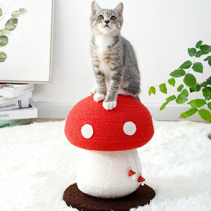 Red Mushroom Cat Climbing Frame Vertical Scratching Post Board Pet Furniture