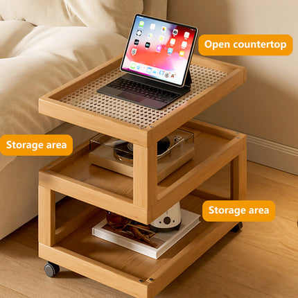 Mobile Coffee Table with Rolling Caster Wheels Versatile Living Room Side Table