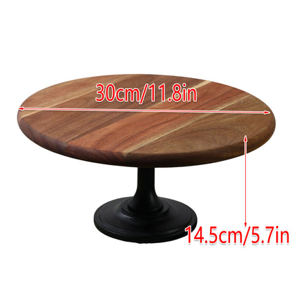 Wooden Cake Display Stand 11.8 Inch Round Aesthetic for Dessert Party Wedding