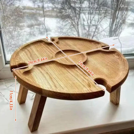 Wooden Portable Dining Table Outdoor Picnic Snack Fruit Serving Foldable Tray