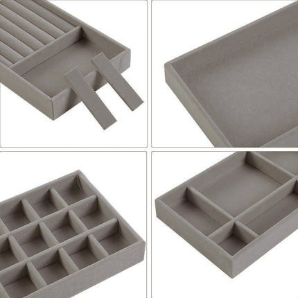 4PCS Jewelry Organizer Box Set Makeup Storage Tray for Rings Earrings Bracelets