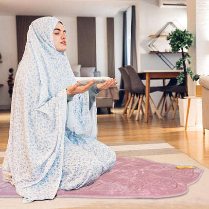 Prayer Mat Islamic Muslim Ramadan Non-slip Flannel Worship Paded Carpet Soft Rug