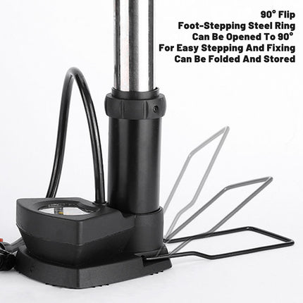 Foot Pedal Air Pump Mini Aluminium 160PSI Gauge Bike Motorcycle Car