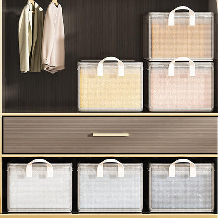 4pcs Transparent Clothes Storage Box Thickened Pants Basket Wardrobe Organizer