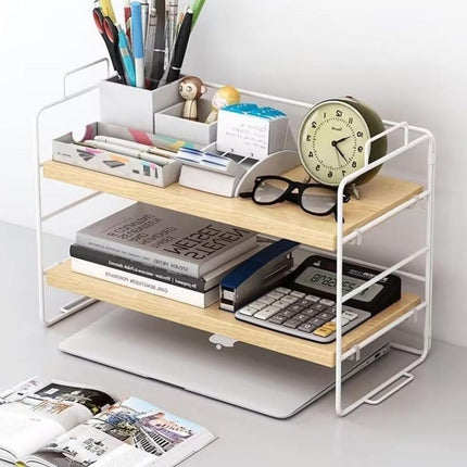 Double Layer Storage Shelf Desktop Organizer Cosmetics Stationery Rack for Desk
