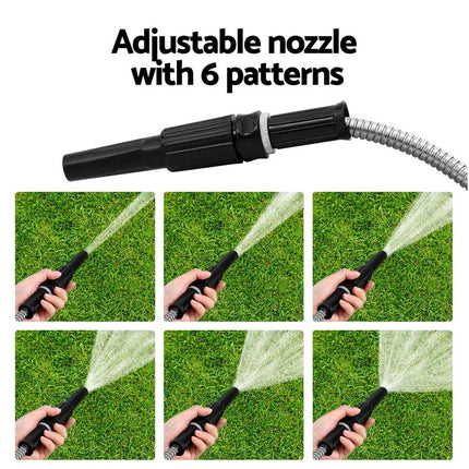 50FT Stainless Steel Garden Water Hose Telescopic Pipe Car Wash Flower Watering