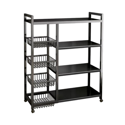 4 Tier Moveable Kitchen Storage Rack with Wheels Stable Structure Space Saving
