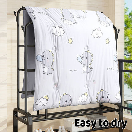 Double Row Floor-Standing Clothes Rack Space Saving for Bedroom Clothes Storage