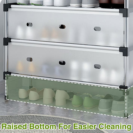 6/7 Tier Shoe Rack Cabinet Dust Proof Sturdy for Home Entryway Space Saving