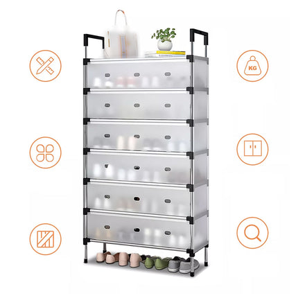 6/7 Tier Shoe Rack Cabinet Dust Proof Sturdy for Home Entryway Space Saving