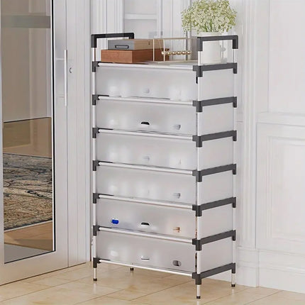 6/7 Tier Shoe Rack Cabinet Dust Proof Sturdy for Home Entryway Space Saving