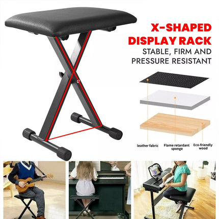 Electronic Organ Stool Three Level Adjustable Foldable Performance Chair Music