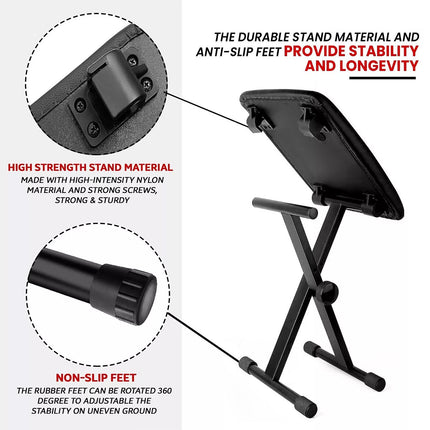 Electronic Organ Stool Three Level Adjustable Foldable Performance Chair Music