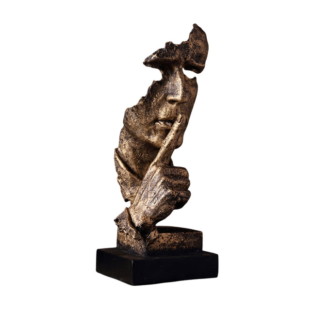 Abstract Half-Face Resin Sculpture with Distressed Metallic Finish