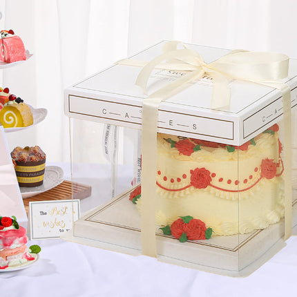 10PCS Clear Cake Box Treat Display Portable Packaging Food Safe PET Birthday