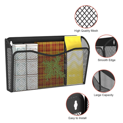 File Organizer Mesh Wall Mounted Rack Magazine Holder Storage Basket for Office