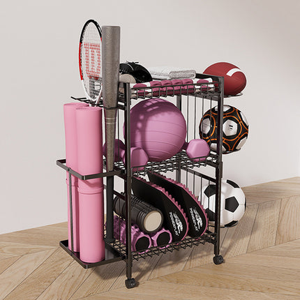 Multi Function Sports Equipment Storage Rack Ball Badminton Racket Yoga Mat