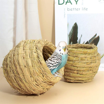 6pcs Handwoven Straw Bird Nest Pigeon Parrot Breeding House Hut for Cage