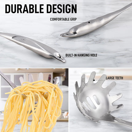 Stainless Steel Pasta Server Cooking Tool Spaghetti Spoon Fork Kitchen Utensil