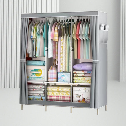 Large Easy Assemble Wardrobe With Cover Clothes Storage Rack Dustproof Hanger