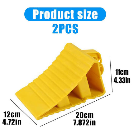 Vehicle Wheel Chock Block Yellow 2PCS Non-Slip Anti Roll Parking Stopper