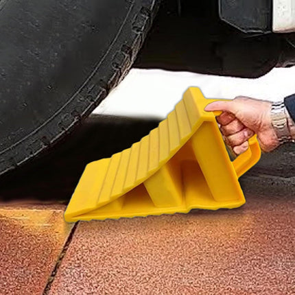 Vehicle Wheel Chock Block Yellow 2PCS Non-Slip Anti Roll Parking Stopper