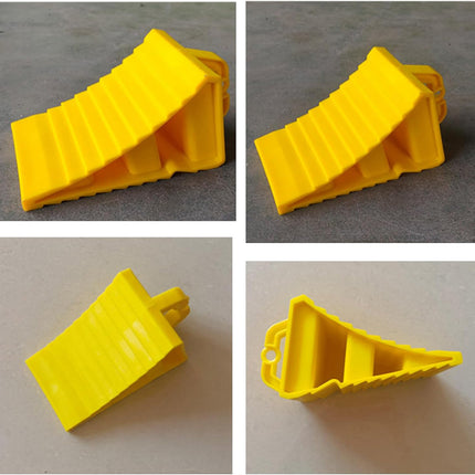 Vehicle Wheel Chock Block Yellow 2PCS Non-Slip Anti Roll Parking Stopper