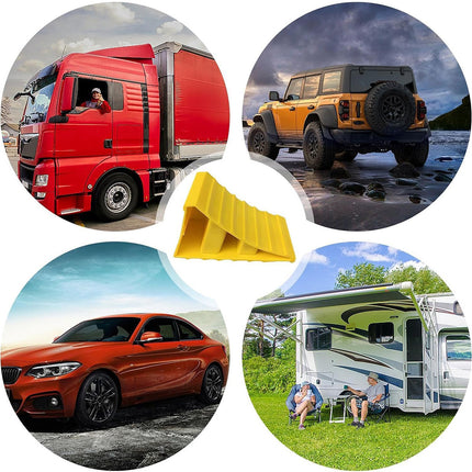 Vehicle Wheel Chock Block Yellow 2PCS Non-Slip Anti Roll Parking Stopper