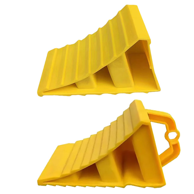 Vehicle Wheel Chock Block Yellow 2PCS Non-Slip Anti Roll Parking Stopper