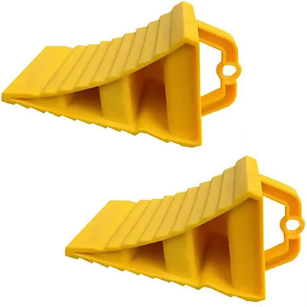 Vehicle Wheel Chock Block Yellow 2PCS Non-Slip Anti Roll Parking Stopper