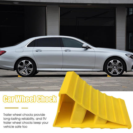 Vehicle Wheel Chock Block Yellow 2PCS Non-Slip Anti Roll Parking Stopper