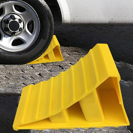 Vehicle Wheel Chock Block Yellow 2PCS Non-Slip Anti Roll Parking Stopper