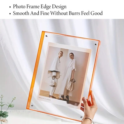 Acrylic Photo Frame Double-Sided Clear Display with Screw Mount – 16x21cm