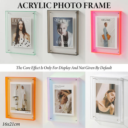 Acrylic Photo Frame Double-Sided Clear Display with Screw Mount – 16x21cm