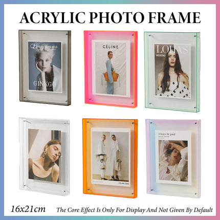 Acrylic Photo Frame Double-Sided Clear Display with Screw Mount – 16x21cm