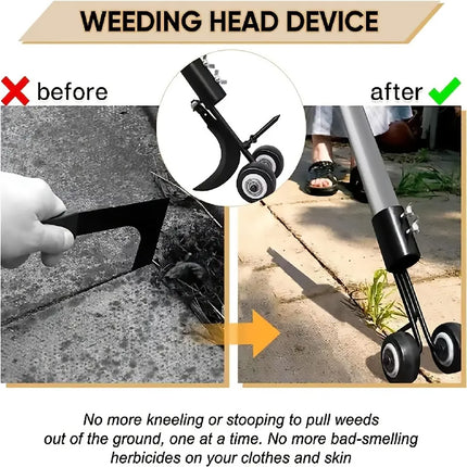 Portable Hook Weed Remover Tool Garden Patio Weeding Tool Weed Puller With Wheel