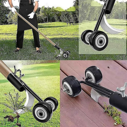 Portable Hook Weed Remover Tool Garden Patio Weeding Tool Weed Puller With Wheel