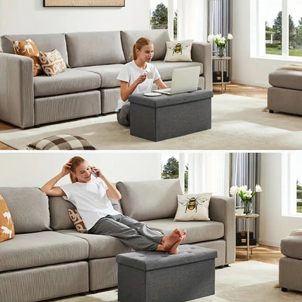 Multifunctional Living Room Storage Stool Large Capacity Foldable Space Saving
