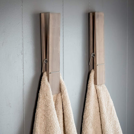 2PCS Bathroom Hook Giant Clothespin Wooden Bathroom Towel Holder Giant Towel Clip