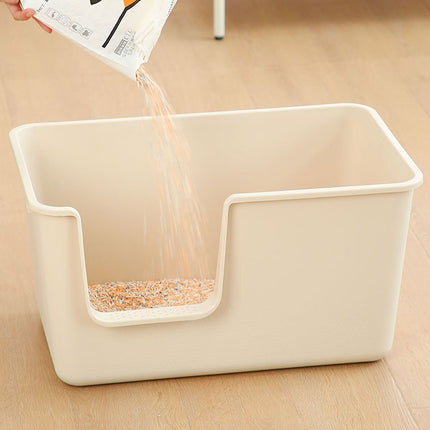 Cat Litter Box Large Semi Milk Coffee Colour Toilet High Sided Odour Control