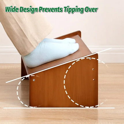 Home Office Bamboo Under Desk Footrest Adjustable Height Wooden Foot Rest Stool