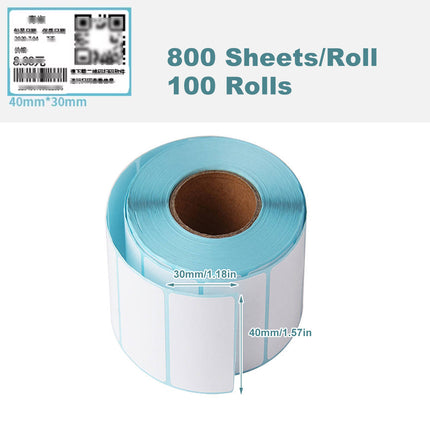 100 Rolls Thermal POS Label Stickers 40 x 30mm Self Adhesive Barcode 800 Sheets