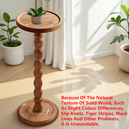 Vintage Solid Wood Side Table Small Round Table Sturdy Anti Slip Easy Clean