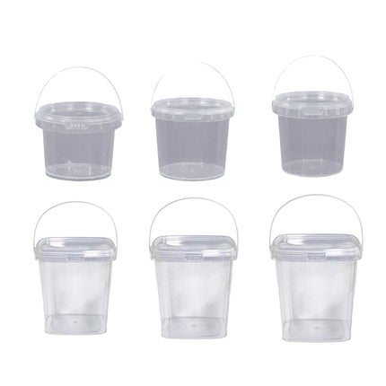 20pcs Plastic Round Bucket with Lid Transparent Portable Storage Gift Container