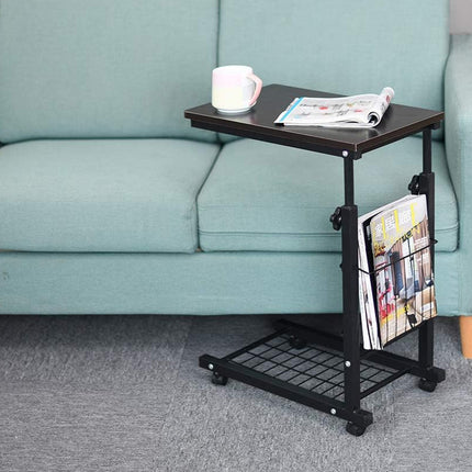 Mobile Side Table Adjustable Height Durable for Bedroom Living Room Home Use