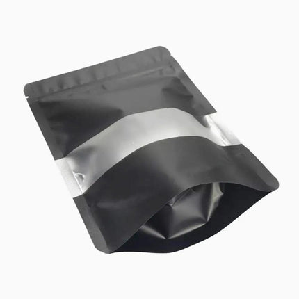 50pcs Black Food Storage Window Self Sealing Bags Plastic Packaging Pouches
