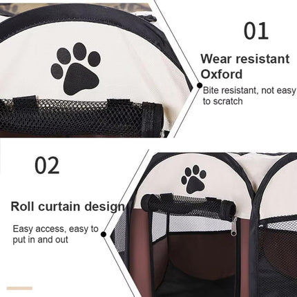 Pet Fence Indoor Cat Dog Tent Octagonal Fence Portable Foldable Cage Kennel